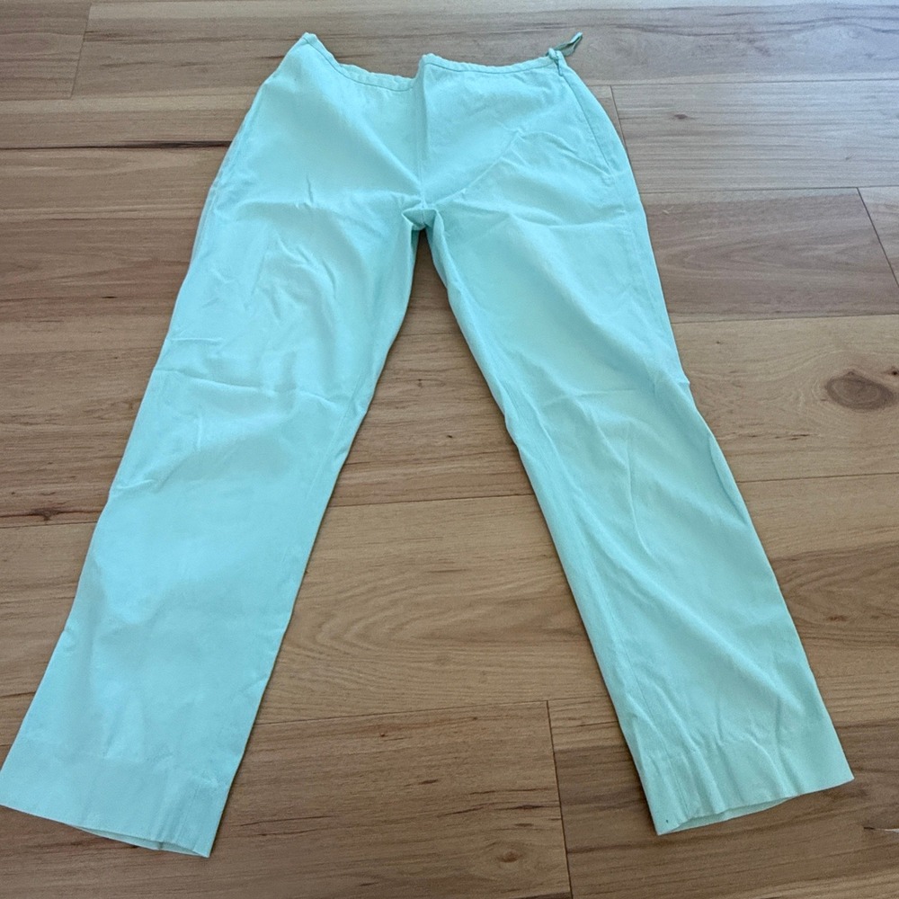 J. McLaughlin Pencil Pants Wms 8 Mint Green Slim Straight Side Zip Ankle Slit